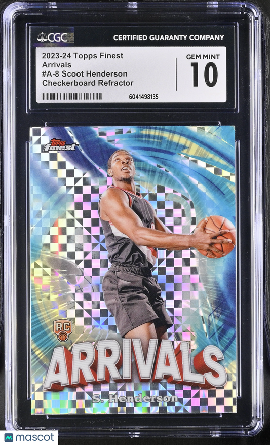 2023-24 Topps Finest Scoot Henderson #A-8 Checkerboard Refractor Arrivals CGC 10