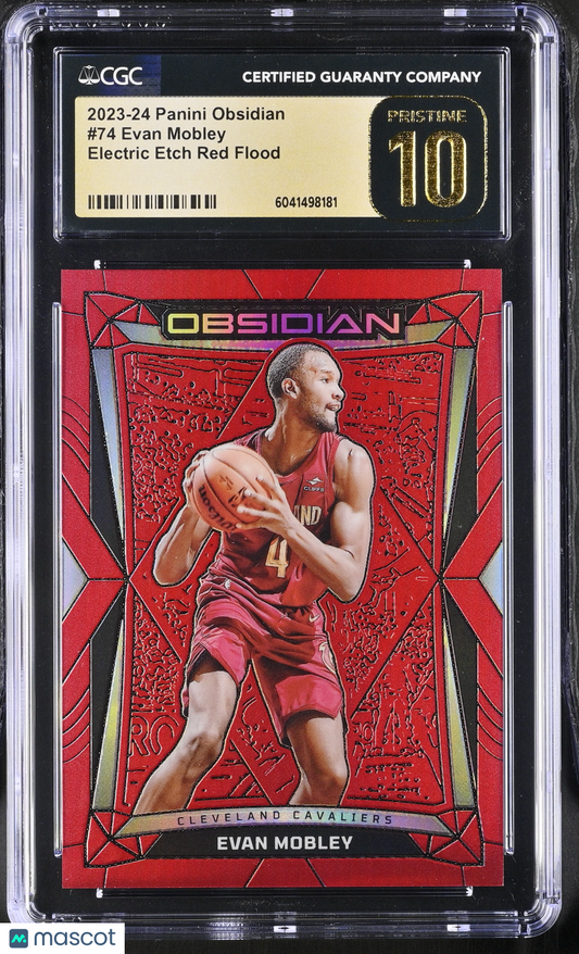 2023-24 Panini Obsidian Evan Mobley #74 Electric Etch Red Flood CGC 10