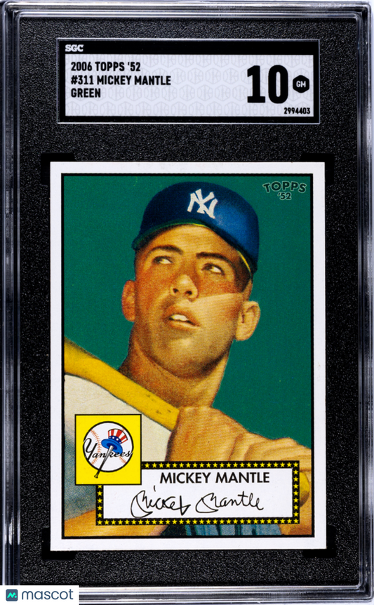 2006 Topps '52 Mickey Mantle #311 Green SGC 10