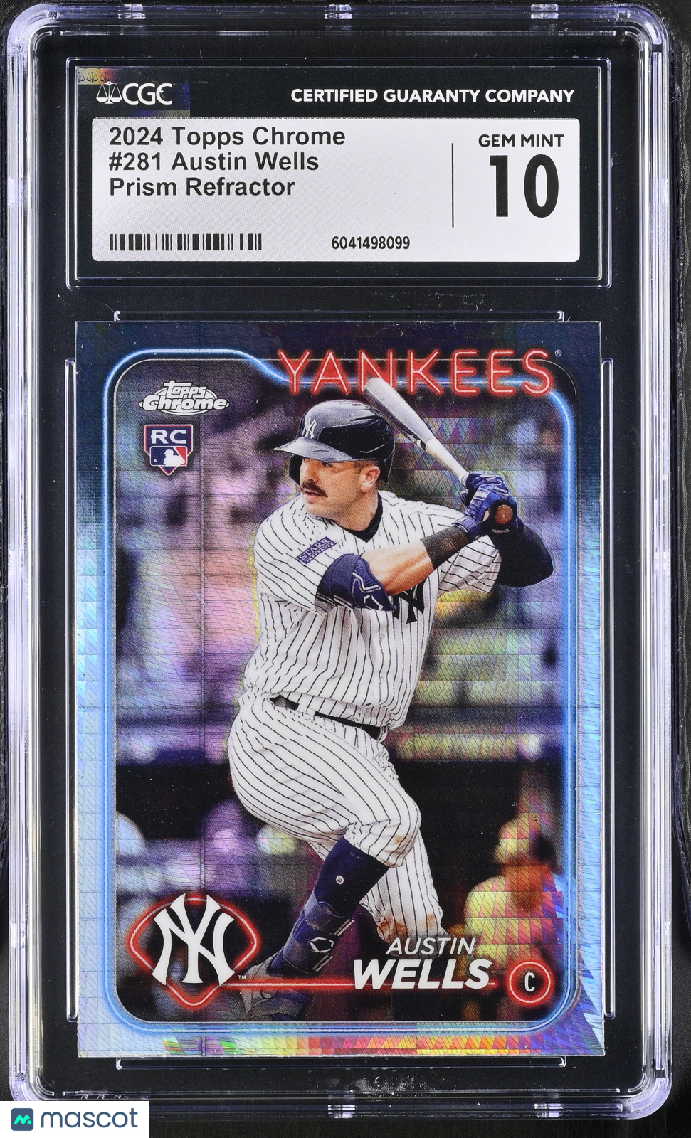 2024 Topps Chrome Austin Wells #281 Prism Refractor CGC 10