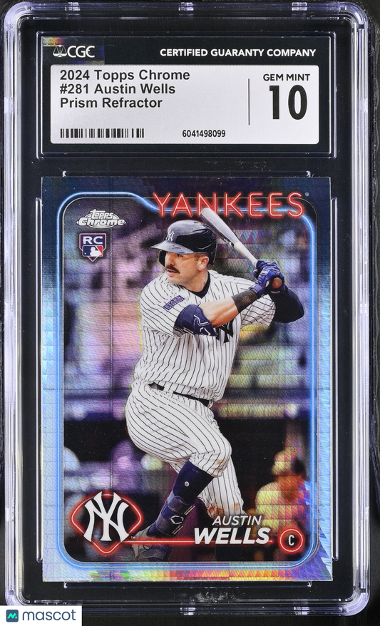 2024 Topps Chrome Austin Wells #281 Prism Refractor CGC 10